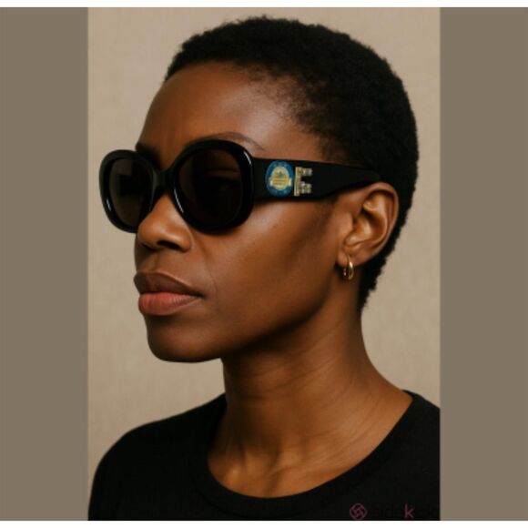 Fendi Vintage Black Oval Sunglasses with Case Unisex Luxury - Picture 1 of 13